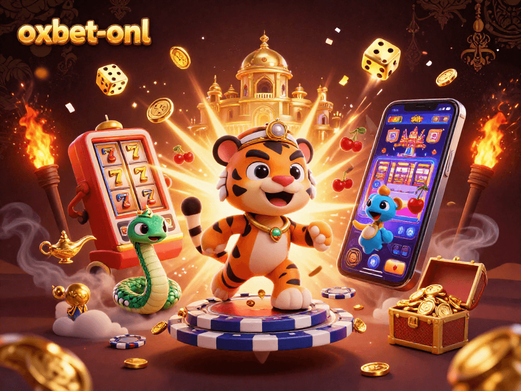 Experience excitement at oxbet-onl with a vibrant jackpot explosion illustration featuring a tiger sultan.