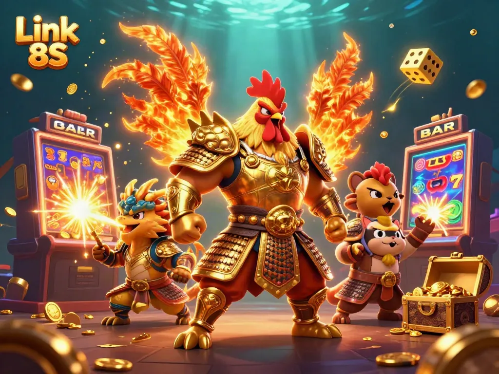 Experience the thrill of winning with Link 8S in this vibrant casino illustration.