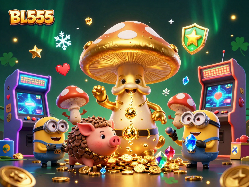 Engage with BL555's enchanting gaming world featuring magical characters and vibrant casino elements.