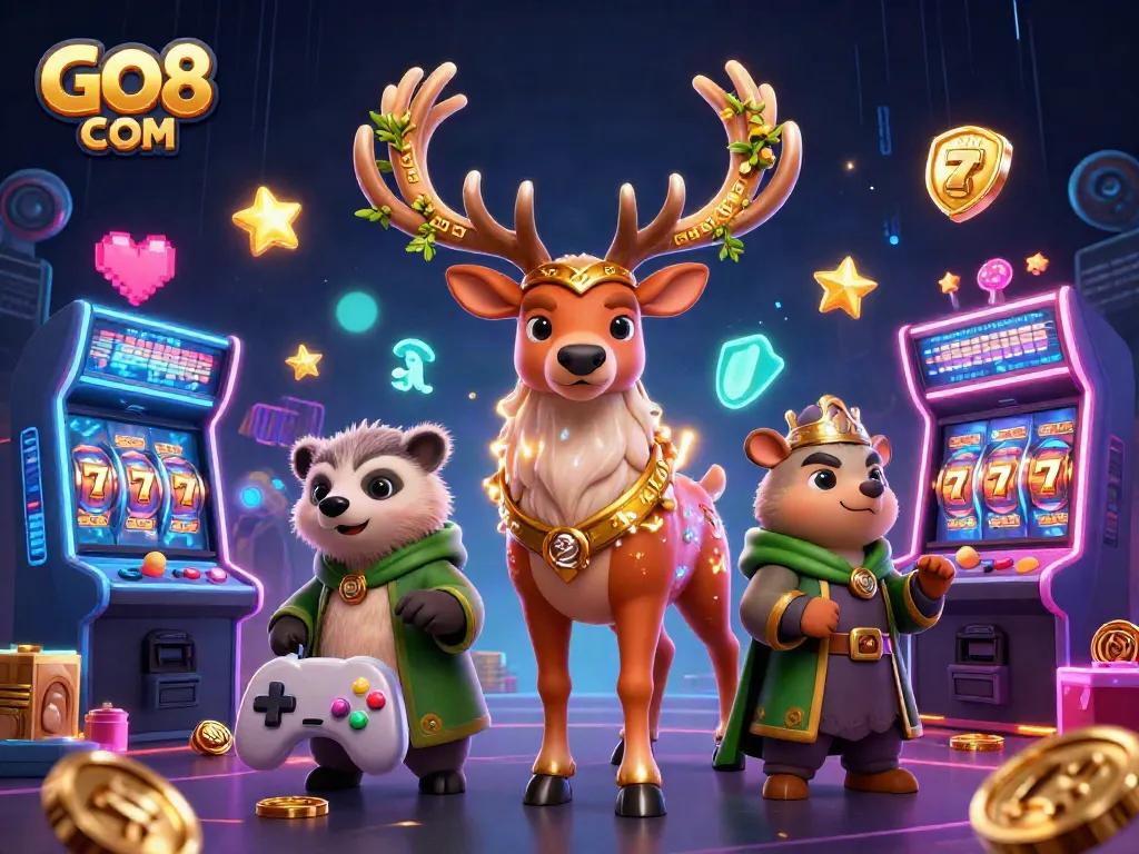 Join the action with GO8 COM as the Celtic druid stag and wise badger illuminate a vibrant casino experience.