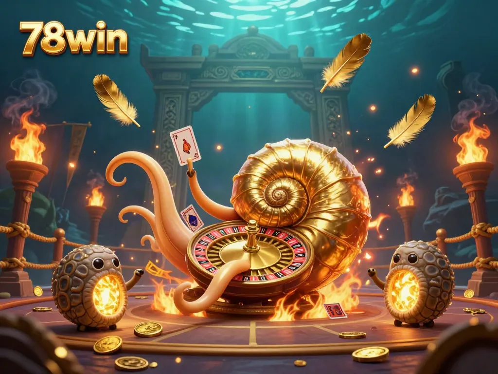 Engage in thrilling gameplay with 78win's unique 3D casino experience featuring a nautilus roulette wheel.