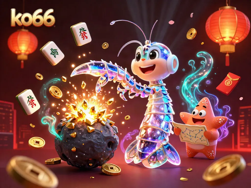 Experience thrilling wins with ko66 in this vibrant fantasy casino showdown scene.