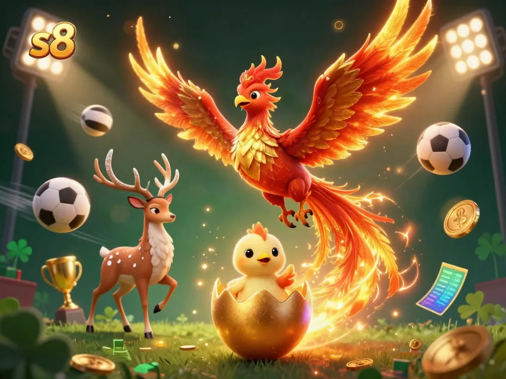 S8 gamers experiencing exhilarating wins with stunning phoenix and stag in a vibrant online casino