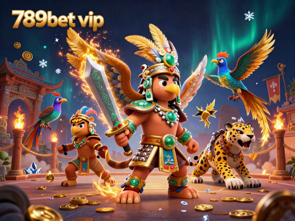 Experience the thrilling 789bet vip scene with immersive 3D Aztec warriors amid casino excitement.