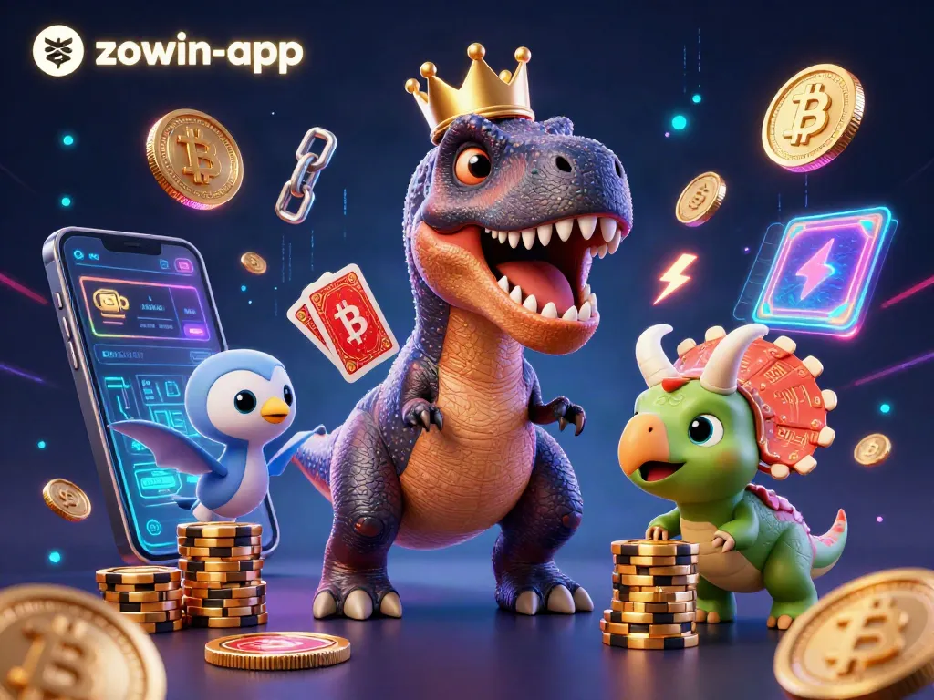 Join the excitement of the zowin-app casino with playful dinosaurs and vibrant gaming elements.